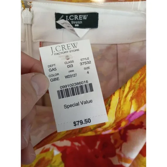 J. Crew Factory Patterned Pencil Skirt Orange Size 4 - Picture 4 of 4